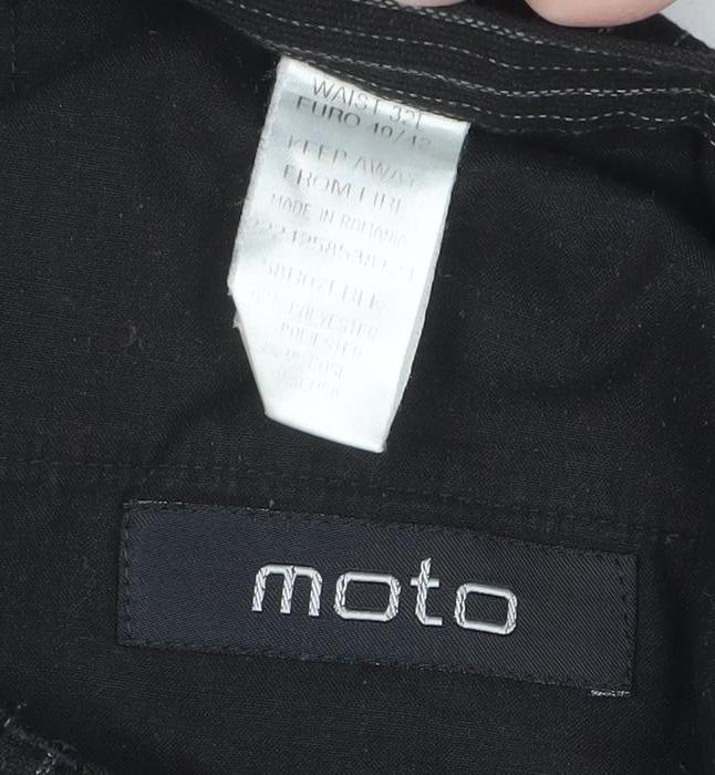 Moto Men's Black Pinstripe Regular Fit Cotton Trousers 32W