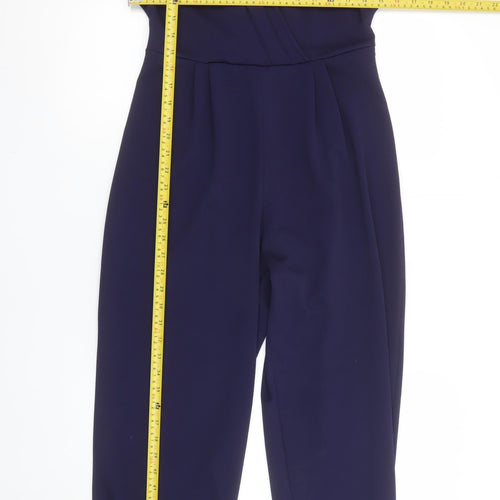 Miss Selfridge Women Navy Blue Wrap Jumpsuit Size 10 Short Sleeve Zip Back