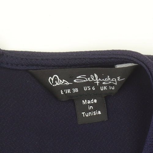 Miss Selfridge Women Navy Blue Wrap Jumpsuit Size 10 Short Sleeve Zip Back