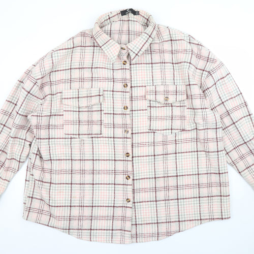Heartbreak Womens Plus Size 22 Pink Check Flannel Shacket