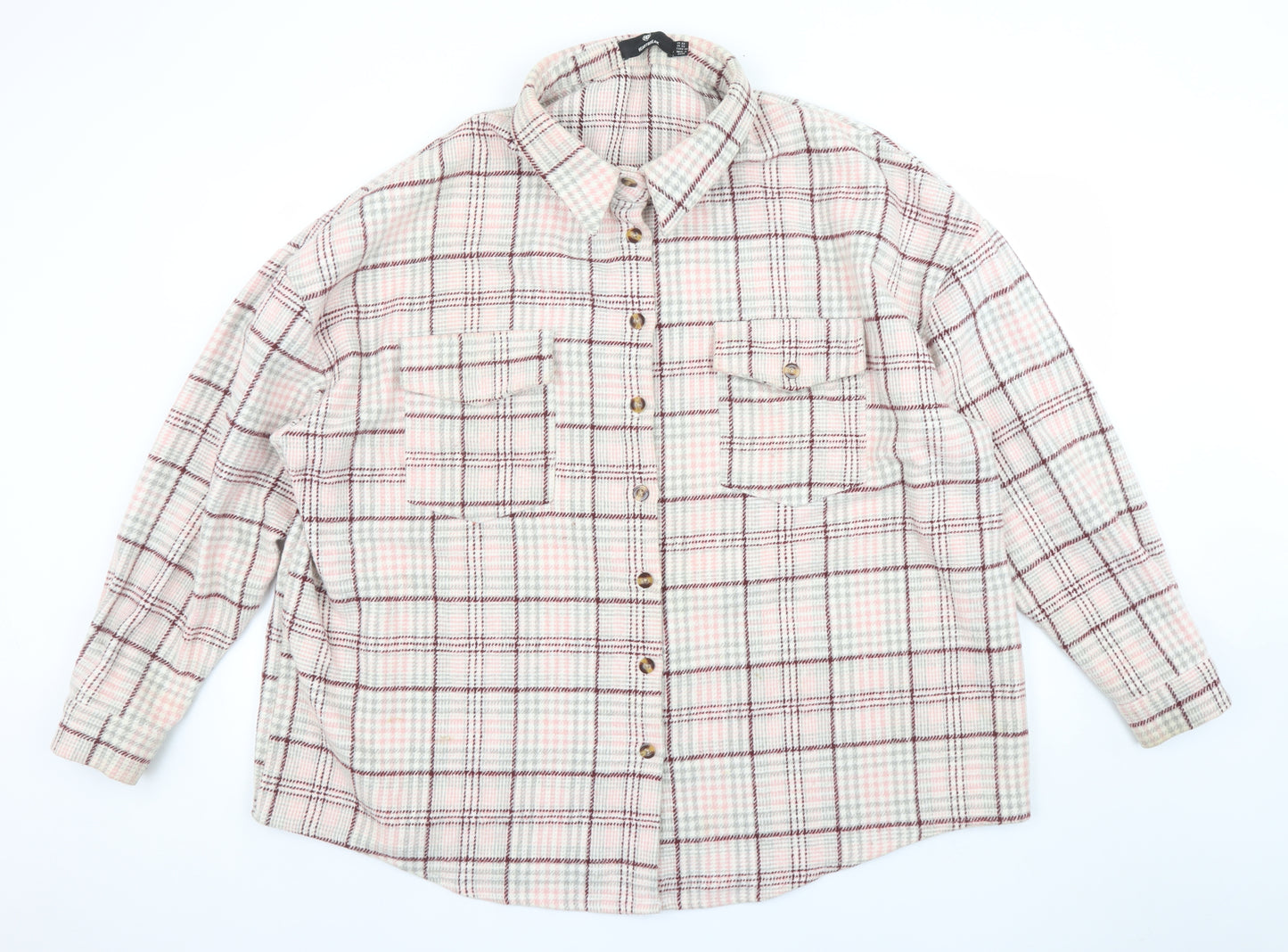 Heartbreak Womens Plus Size 22 Pink Check Flannel Shacket