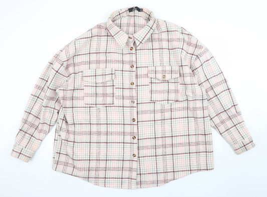 Heartbreak Womens Plus Size 22 Pink Check Flannel Shacket