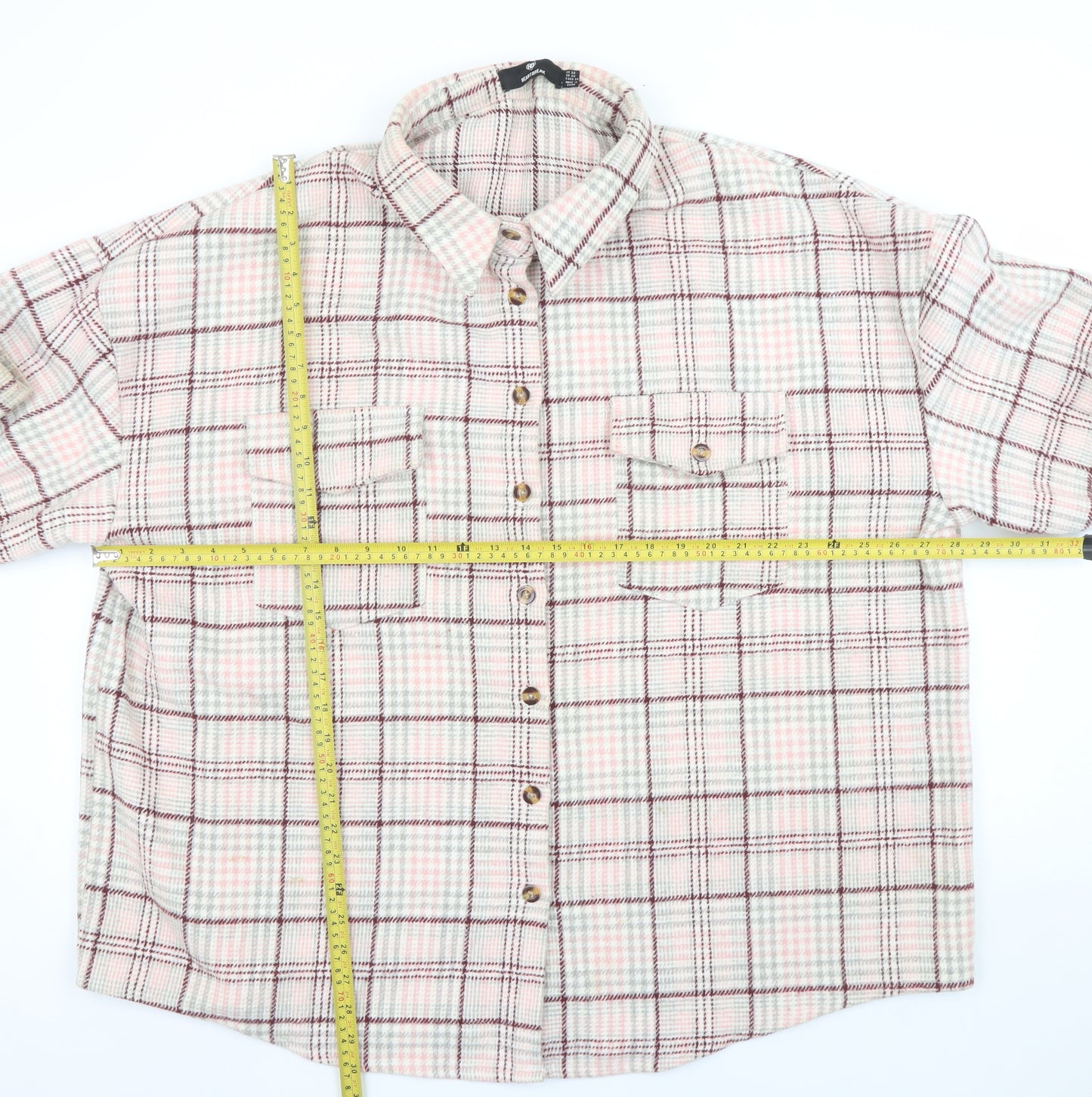 Heartbreak Womens Plus Size 22 Pink Check Flannel Shacket