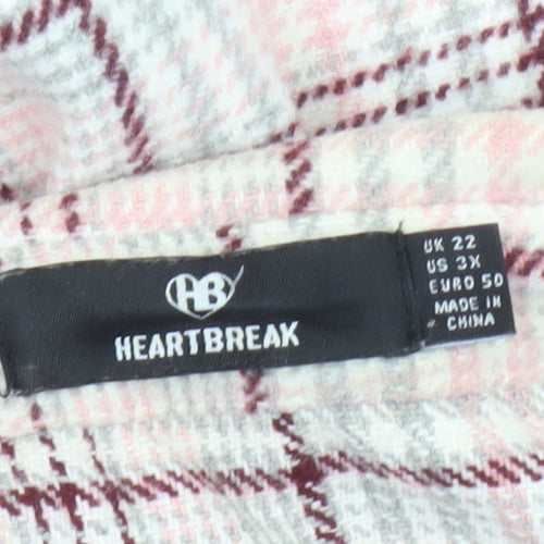 Heartbreak Womens Plus Size 22 Pink Check Flannel Shacket