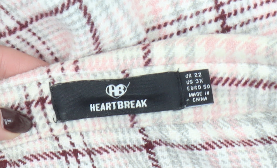 Heartbreak Womens Plus Size 22 Pink Check Flannel Shacket