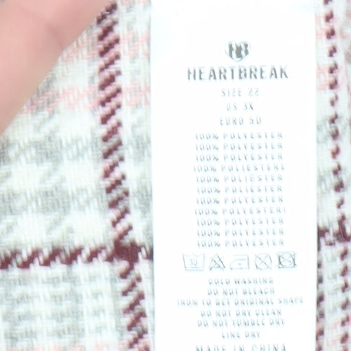 Heartbreak Womens Plus Size 22 Pink Check Flannel Shacket