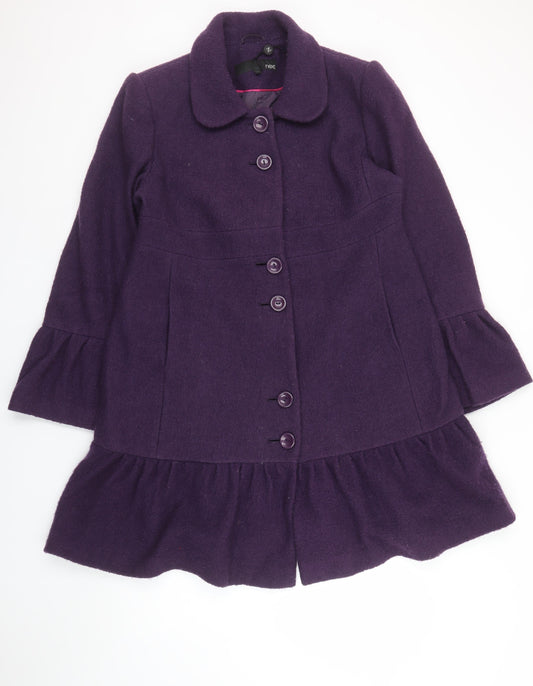 Next Women's Purple Wool Long Overcoat Size 14