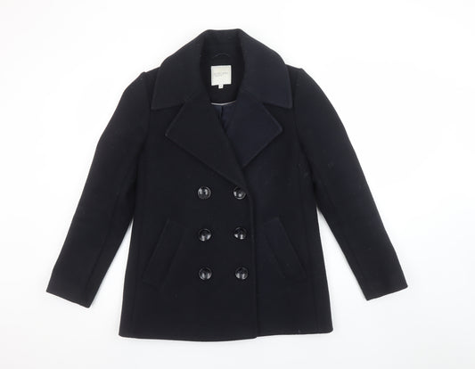 Principles Petite Women's Black Wool-Blend Pea Coat Size 10