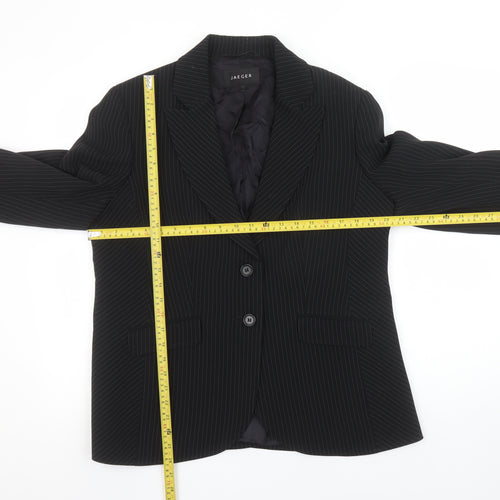 Jaeger Womens Black Pinstripe Single-Breasted Blazer UK 18 Classic Fit