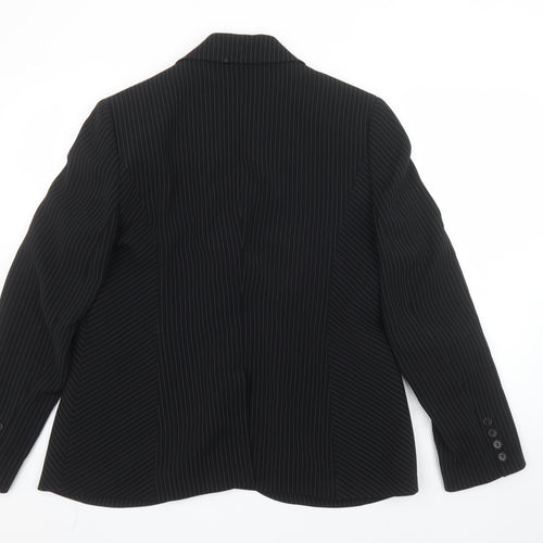 Jaeger Womens Black Pinstripe Single-Breasted Blazer UK 18 Classic Fit