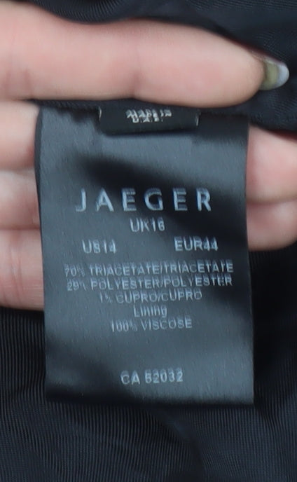 Jaeger Womens Black Pinstripe Single-Breasted Blazer UK 18 Classic Fit