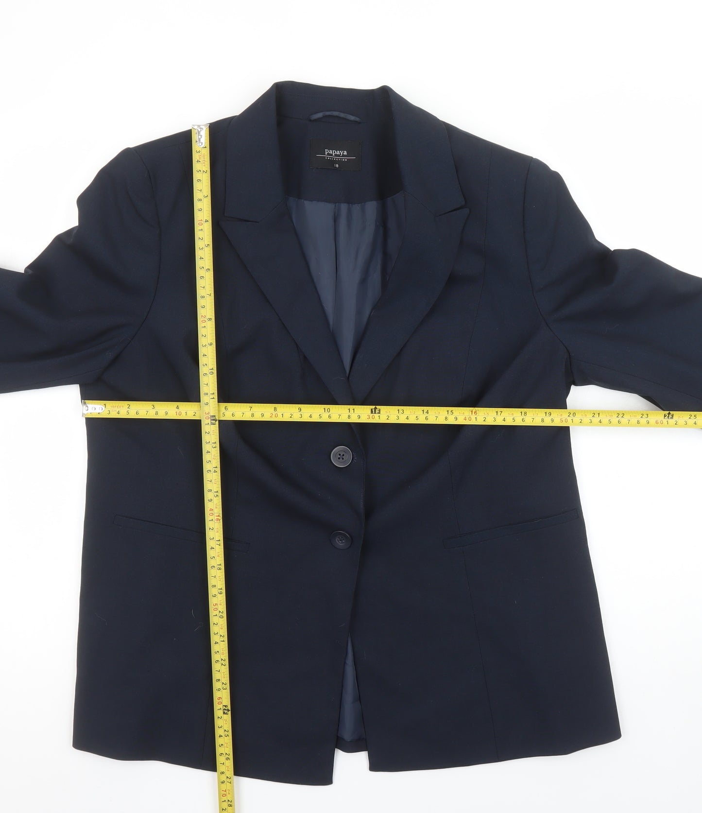 Papaya Women’s Blue Size 18 Tailored Two-Button Blazer Jacket