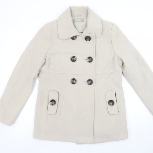 Wallis Women's Beige Pea Coat Size 12 Double Breasted Jacket
