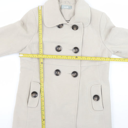 Wallis Women's Beige Pea Coat Size 12 Double Breasted Jacket
