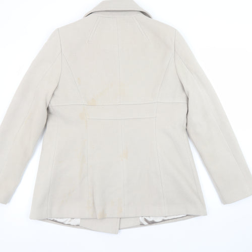 Wallis Women's Beige Pea Coat Size 12 Double Breasted Jacket