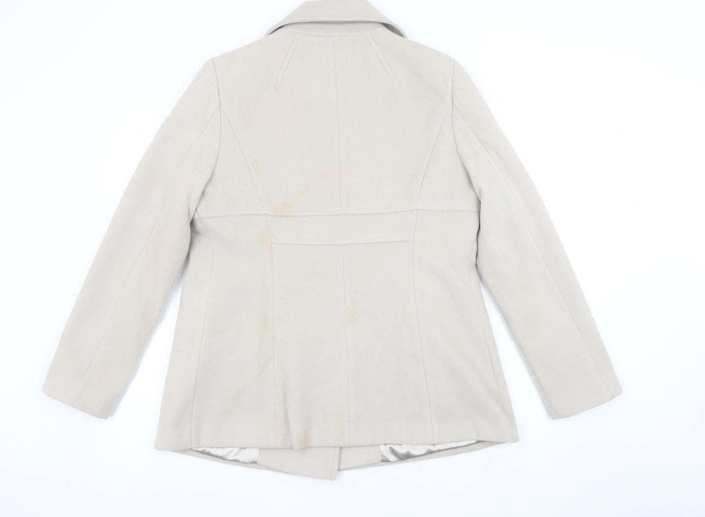 Wallis Women's Beige Pea Coat Size 12 Double Breasted Jacket