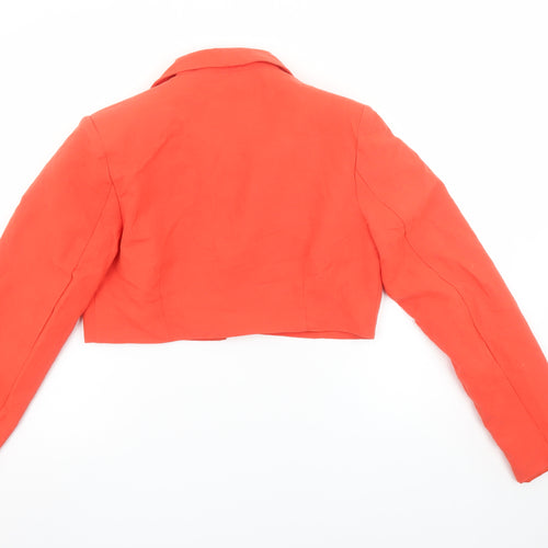 PrettyLittleThing Women Orange Cropped Blazer Jacket UK 10 Linen Mix