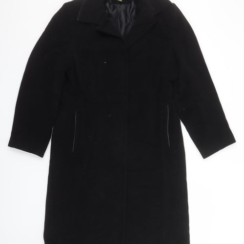 Nuage Women's Black Wool Cashmere Petite Size 10 Long Overcoat