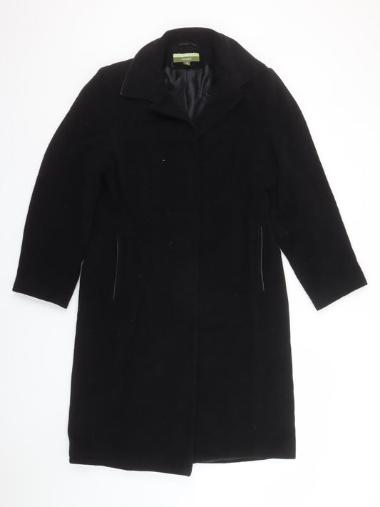 Nuage Women's Black Wool Cashmere Petite Size 10 Long Overcoat