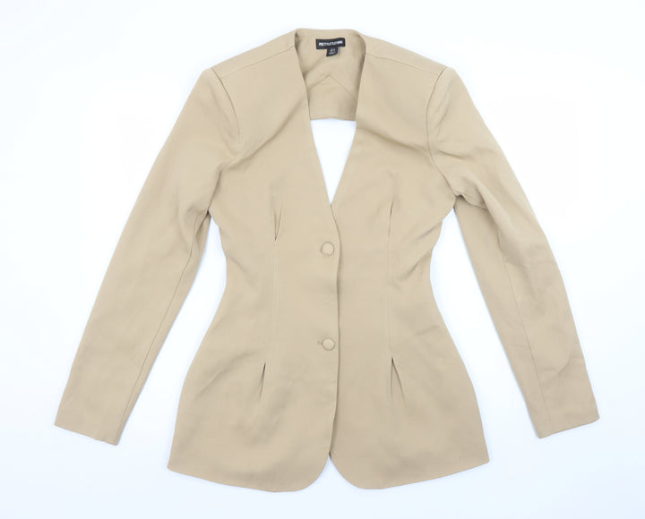 PrettyLittleThing Women’s Beige Tailored Two Button Slim Fit Blazer UK 8