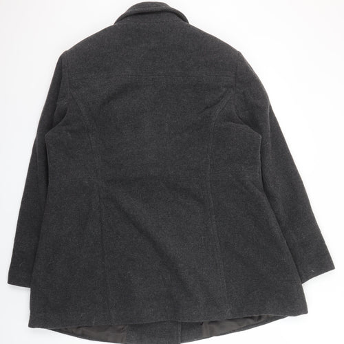 BHS Women Grey Wool Blend Pea Coat Size 22 Plus Lined Classic Style