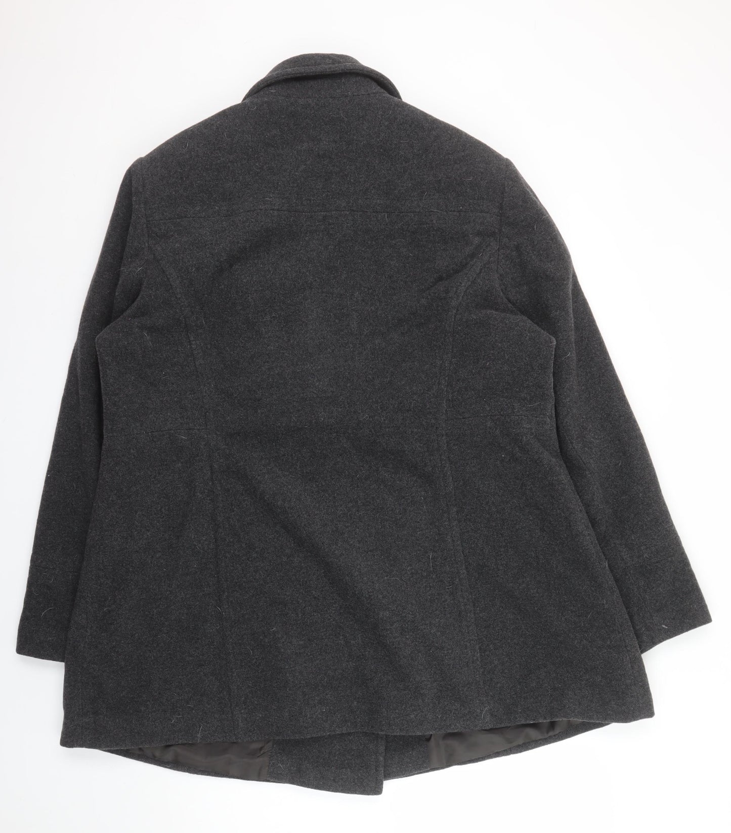 BHS Women Grey Wool Blend Pea Coat Size 22 Plus Lined Classic Style