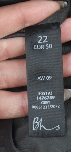 BHS Women Grey Wool Blend Pea Coat Size 22 Plus Lined Classic Style