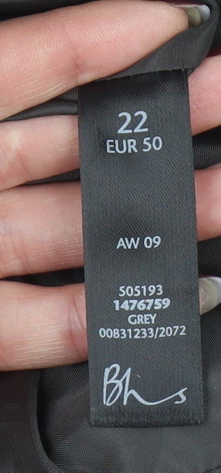 BHS Women Grey Wool Blend Pea Coat Size 22 Plus Lined Classic Style