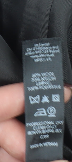 BHS Women Grey Wool Blend Pea Coat Size 22 Plus Lined Classic Style