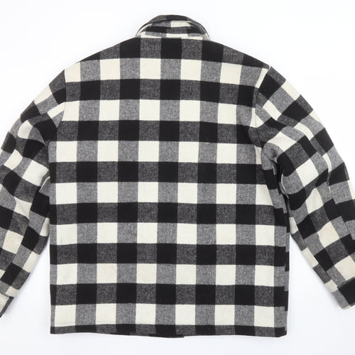 Topman Men's Black Check Wool Flannel Shacket Jacket Size L