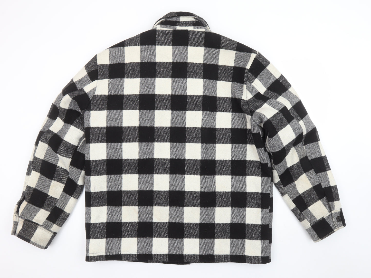 Topman Men's Black Check Wool Flannel Shacket Jacket Size L