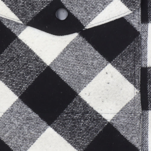 Topman Men's Black Check Wool Flannel Shacket Jacket Size L