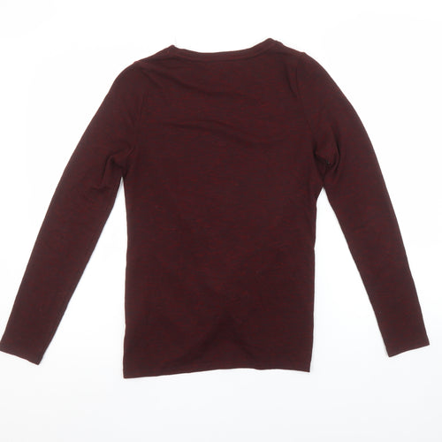 New Look Women Red Long Sleeve Knot Front Basic Jersey Top Size 10