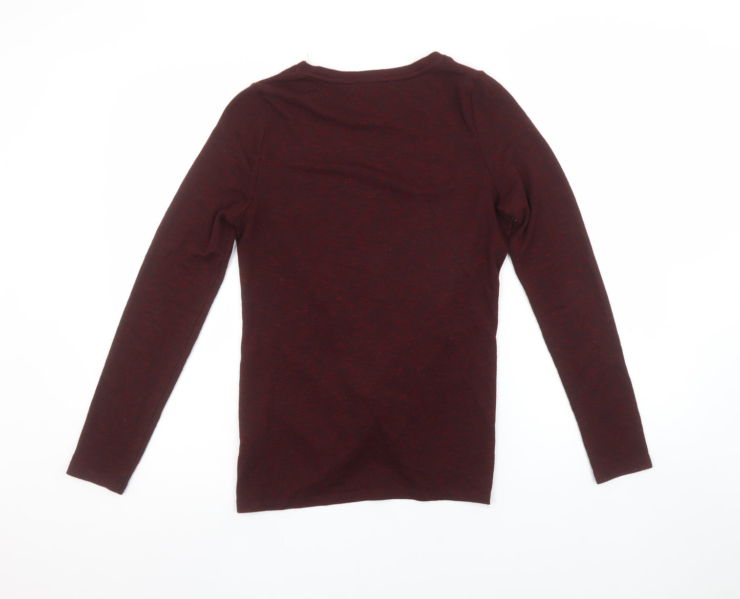 New Look Women Red Long Sleeve Knot Front Basic Jersey Top Size 10