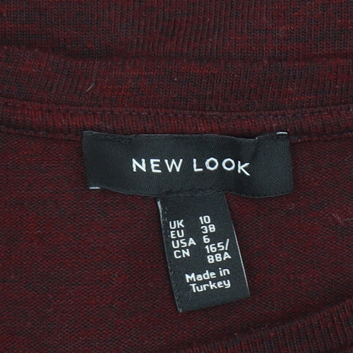 New Look Women Red Long Sleeve Knot Front Basic Jersey Top Size 10