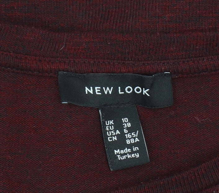 New Look Women Red Long Sleeve Knot Front Basic Jersey Top Size 10