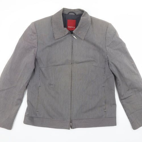 Bianca Women's Grey Striped Zip-Up Short Jacket Size 14