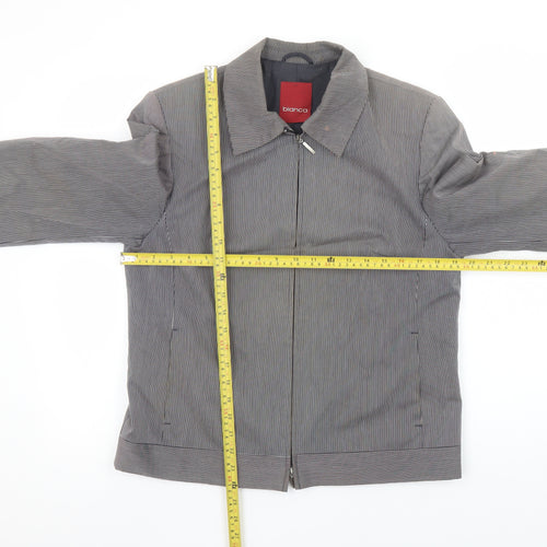 Bianca Women's Grey Striped Zip-Up Short Jacket Size 14