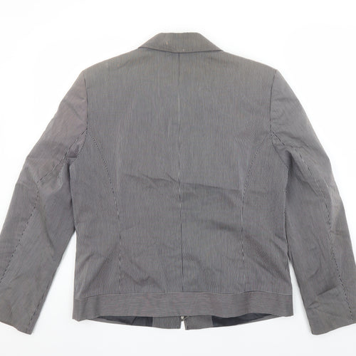 Bianca Women's Grey Striped Zip-Up Short Jacket Size 14