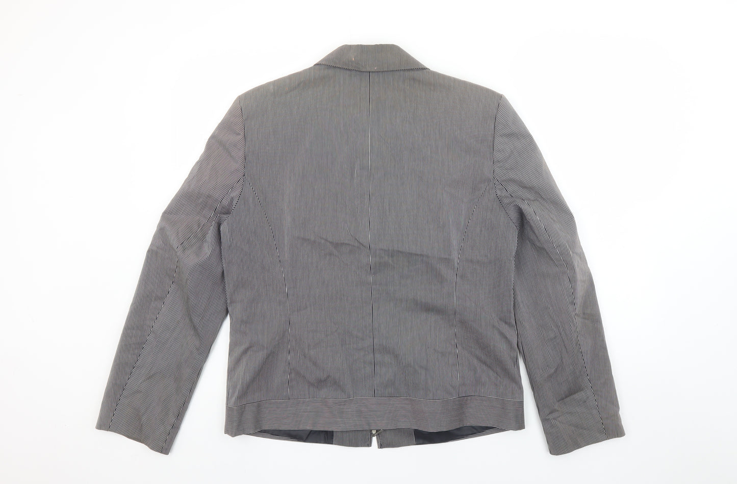 Bianca Women's Grey Striped Zip-Up Short Jacket Size 14