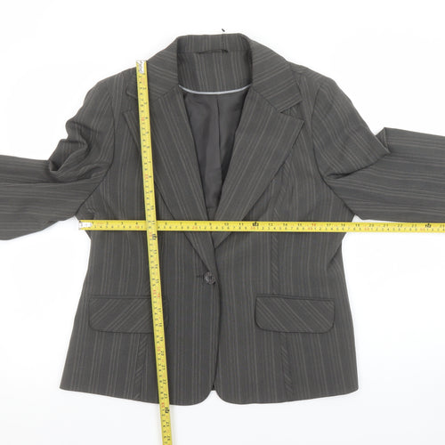 Evie Women’s Grey Pinstripe Blazer Size 16 Tailored Single-Breasted Jacket