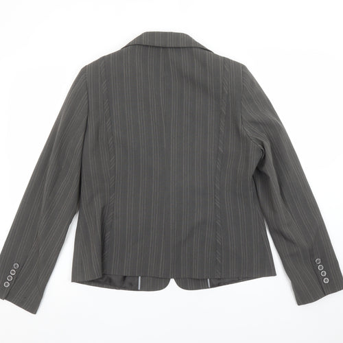 Evie Women’s Grey Pinstripe Blazer Size 16 Tailored Single-Breasted Jacket