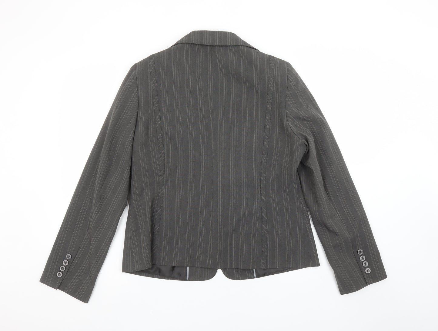 Evie Women’s Grey Pinstripe Blazer Size 16 Tailored Single-Breasted Jacket