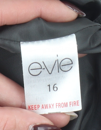 Evie Women’s Grey Pinstripe Blazer Size 16 Tailored Single-Breasted Jacket