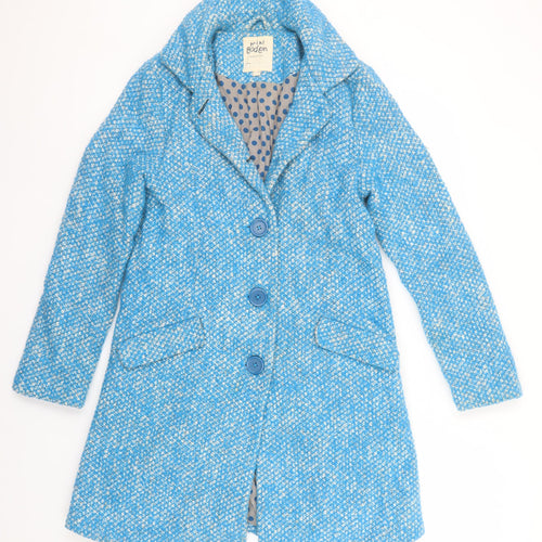Mini Boden Girls Blue Check Wool Blend Mid-Length Coat 13-14 Years