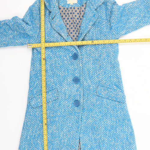 Mini Boden Girls Blue Check Wool Blend Mid-Length Coat 13-14 Years