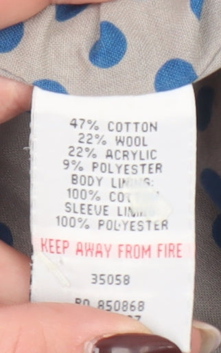 Mini Boden Girls Blue Check Wool Blend Mid-Length Coat 13-14 Years