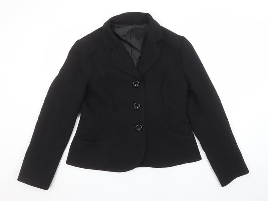 Hobbs Women Black Wool Single-Breasted Suit Jacket Size 14