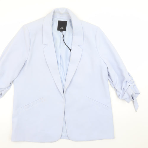 River Island Women Blue Size 14 Relaxed Fit Lined Blazer Jacket