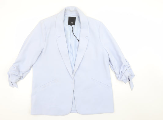 River Island Women Blue Size 14 Relaxed Fit Lined Blazer Jacket